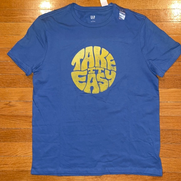 Gap Shirts Mens Gap Size Large Blue T Shirt Take It Easy Nwt Poshmark